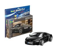 Revell Model Set 67057 AUDI R8 1:24 Scale Unbuilt/Unpainted Plastic Model Kit with Contacta Professional Glue, Paintbrush & Selected Aqua Color Paints