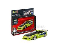 Revell Model Set 67691 Fast & Furious Brian's 1995 Mitsubishi Eclipse 1:25 Scale Unbuilt/Unpainted Plastic Model Kit with Contacta Professional Glue, Paintbrush & Selected Aqua Color Paints