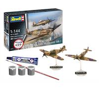 Revell 73771 Starter Kit Spitfire Mk.Ia & Hurricane Mk.I 1:144 Scale Unbuilt Plastic Model Kit with Accessories