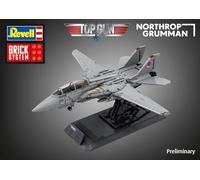 Revell Brick System 00963 Maverick's F-14A Tomcat Top Gun - Brick Model Kit - 1:32 Scale Unbuilt, 57.6cm in length, over 2,500 Pieces, Includes Maverick and Goose Figures, Display Stand, Stickers
