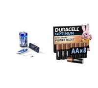 Revell Control Mini RC Speedboat Blue, 2.4GHz, 7.5cm, & Duracell Optimum AA 8 pack, Power Boost