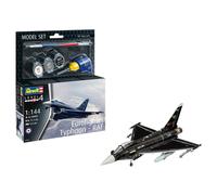 Revell Model Set 63796 Eurofighter Typhoon - RAF 1:144 Scale Unbuilt/Unpainted Plastic Model Kit with Contacta Professional Glue, Paintbrush & Selected Aqua Color Paints
