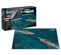 Revell First Diorama Set 05668 Bismarck Battle - Bismarck & HMS King George V 1:1200 Scale Unbuilt Plastic Model Kits with Contacta Professional Glue, Paintbrush & Selected Aqua Color Paints