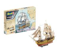 Revell Gift Set 05767 "Battle of Trafalgar" HMS Victory 1:225 Scale Unbuilt Plastic Model Kit with Contacta Professional Glue, Paintbrush, Selected Aqua Color Paints & Poster