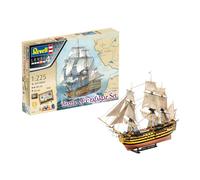 Revell Gift Set 05767 "Battle of Trafalgar" HMS Victory 1:225 Scale Unbuilt Plastic Model Kit with Contacta Professional Glue, Paintbrush, Selected Aqua Color Paints & Poster