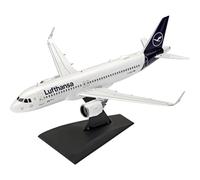 Revell Model Set 63942 Airbus A320neo Lufthansa New Livery 1:144 Scale Unbuilt/Unpainted Plastic Model Kit with Contacta Professional Glue, Paintbrush & Selected Aqua Color Paints