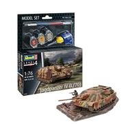Revell Model Set 63359 Jagdpanzer IV (L/70) 1:76 Scale Unbuilt/Unpainted Plastic Model Kit with Contacta Professional Glue, Paintbrush & Selected Aqua Color Paints
