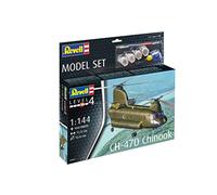 Revell Model Set 63825 CH-47D Chinook 1:144 Scale Unbuilt/Unpainted Plastic Model Kit with Contacta Professional Glue, Paintbrush & Selected Aqua Color Paints