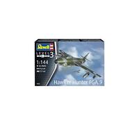 Revell Model Set 63833 Hawker Hunter FGA.9 1:144 Scale Unbuilt/Unpainted Plastic Model Kit with Contacta Professional Glue, Paintbrush & Selected Aqua Color Paints