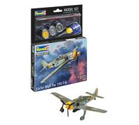Revell Model Set 63898 Focke Wulf Fw190 F-8 1:72 Scale Unbuilt/Unpainted Plastic Model Kit with Contacta Professional Glue, Paintbrush & Selected Aqua Color Paints