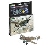 Revell Model Set 64160 Model Set Messerschmitt Bf-109 1:72 Scale Unbuilt/Unpainted Plastic Model Kit with Contacta Professional Glue, Paintbrush & Selected Aqua Color Paints