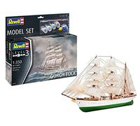 Revell Model Set 65432 Gorch Fock 1:350 Scale Unbuilt/Unpainted Plastic Model Kit with Contacta Professional Glue, Paintbrush & Selected Aqua Color Paints