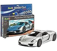 Revell Model Set 67026 Porsche 918 Spyder 1:24 Scale Unbuilt/Unpainted Plastic Model Kit with Contacta Professional Glue, Paintbrush & Selected Aqua Color Paints