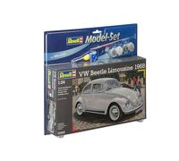 Revell Model Set 67083 VW Beetle Limousine 68 1:24 Scale Unbuilt/Unpainted Plastic Model Kit with Contacta Professional Glue, Paintbrush & Selected Aqua Color Paints