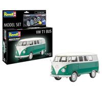 Revell Model Set 67675 VW T1 Bus 1:24 Scale Unbuilt/Unpainted Plastic Model Kit with Contacta Professional Glue, Paintbrush & Selected Aqua Color Paints
