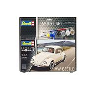 Revell Model Set 67681 VW Beetle 1:32 Scale Unbuilt/Unpainted Plastic Model Kit with Contacta Professional Glue, Paintbrush & Selected Aqua Color Paints