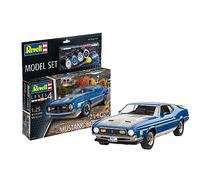 Revell Model Set 67699 71 Mustang Boss 351 1:25 Scale Unbuilt/Unpainted Plastic Model Kit with Contacta Professional Glue, Paintbrush & Selected Aqua Color Paints