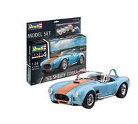 Revell Model Set 67708 65 Shelby Cobra 427 1:24 Scale Unbuilt/Unpainted Plastic Model Kit with Contacta Professional Glue, Paintbrush & Selected Aqua Color Paints