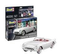 Revell Model Set 67718 '53 Chevrolet® Corvette® Roadster 1:24 Scale Unbuilt/Unpainted Plastic Model Kit with Contacta Professional Glue, Paintbrush & Selected Aqua Color Paints