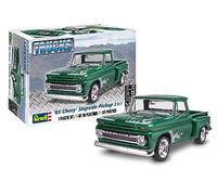Revell Monogram 1:25 Scale 1965 Chevy Stepside Pickup 2-in-1 Diecast Model Kit, Clear,white