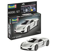Revell Model Set 67026 Porsche 918 Spyder 1:24 Scale Unbuilt/Unpainted Plastic Model Kit with Contacta Professional Glue, Paintbrush & Selected Aqua Color Paints