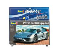 Revell Model Set 67026 Porsche 918 Spyder 1:24 Scale Unbuilt/Unpainted Plastic Model Kit with Contacta Professional Glue, Paintbrush & Selected Aqua Color Paints