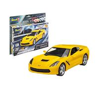 Revell RV67449 Set 1:25-2014 Corvette Stingray (Easy-Click) Plastic Model kit, Yellow/Black/Silver, 1/96