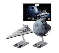 Revell 01207 Death Star II & Imperial Star Destroyer Bandai (Click System) Unbuilt, Pre-coloured, Click-Together (Non-Glue), Plastic Model Kit, Unlackiert
