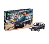 Revell Gift Set 05694 "35 Years VW Golf 1 GTI Pirelli 1:24 Scale Unbuilt Plastic Model Kit with Contacta Professional Glue, Paintbrush & Selected Aqua Color Paints