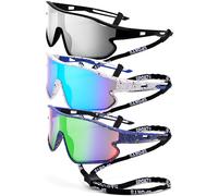 Revemo Baseball Sunglasses for Boys Girls 8-12 Years UV400 Sports Sunglasses for Pickleball Golf Running Fishing, Mercury, white, ice blue and green, small size