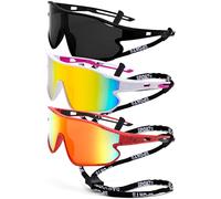 Revemo Baseball Sunglasses for Boys Girls 8-12 Years UV400 Sports Sunglasses for Pickleball Golf Running Fishing, Grey + kumquat + red mercury, small size