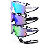 Revemo Baseball Sunglasses for Boys Girls 8-12 Years UV400 Sports Sunglasses for Pickleball Golf Running Fishing, Ice blue + dark blue mercury + green, small size