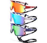Revemo Baseball Sunglasses for Boys Girls 8-12 Years UV400 Sports Sunglasses for Pickleball Golf Running Fishing, Mercury, ice blue and green, small size