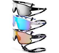 Revemo Baseball Sunglasses for Boys Girls 8-12 Years UV400 Sports Sunglasses for Pickleball Golf Running Fishing, Mercury White + Ice Blue + Mercury Purple, small size