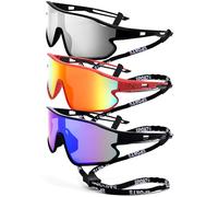 Revemo Baseball Sunglasses for Boys Girls 8-12 Years UV400 Sports Sunglasses for Pickleball Golf Running Fishing, Mercury white + mercury red + Mercury dark blue, small size