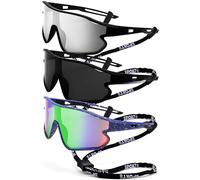 Revemo Baseball Sunglasses for Boys Girls 8-12 Years UV400 Sports Sunglasses for Pickleball Golf Running Fishing, Mercury, white, grey and green, small size