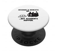 Revenge Is Beneath Me But Accidents Happen Black Sketch Cat PopSockets Adhesive PopGrip