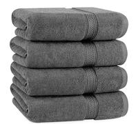 Rever Towel Sets - Premium 600 GSM 100% Ring Spun Certified Cotton - Quick Dry, High Absorbent, Soft Feel Towels, Easy care Hotel Quality Bath Face Towel (Grey, 4 Pieces Set)