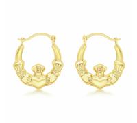Revere 9ct Yellow Gold Claddagh Creole Earrings
