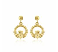 Revere 9ct Yellow Gold Claddagh Drop Earrings