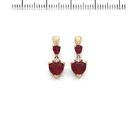 Revere 9ct Yellow Gold Created Ruby & Diamond Drop Earrings