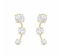 Revere 9ct Yellow Gold Graduated Cubic Zirconia Curve Stud Earrings