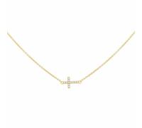 Revere 9ct Yellow Gold Mini Cross White Cubic Zirconia Chain Necklace