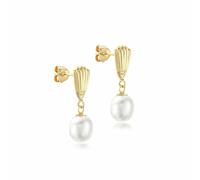 Revere 9ct Yellow Gold Shell and Pearl Drop Earrings