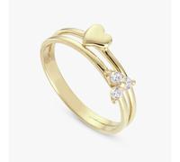 Revere Gold Plated Silver Hearts Double Band Ring - Large