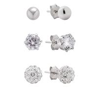 Revere Sterling Silver Cubic Zirconia Stud Earrings Set of 3
