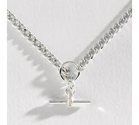Revere Sterling Silver Cubic Zirconia T-Bar Curb Necklace