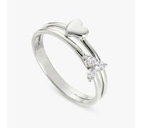 Revere Sterling Silver Heart Double Band Ring - Large