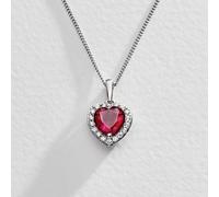 Revere Sterling Silver Ruby Colour Heart Pendant