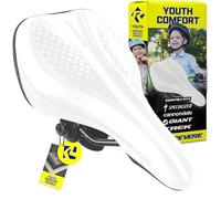 Revere Youth Memory Foam Saddle - Stylish, Ultra-Comfort Bike Seat for Kids, Youth Bikes, Premium Quality Seat for Boys and Girls Bikes, Perfect for Kids 16" to 24" (White)